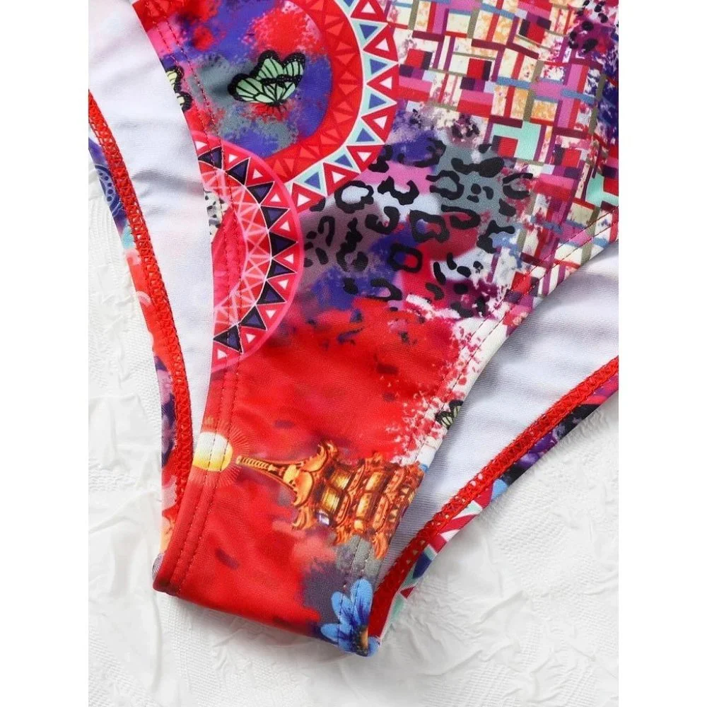 Boho Printed Plunge Swimsuit - Picture 8 of 8